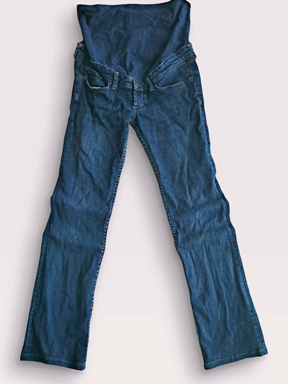 H&M Maternity Bootcut Wide Fit Blue Denim Jeans Stretch (8)